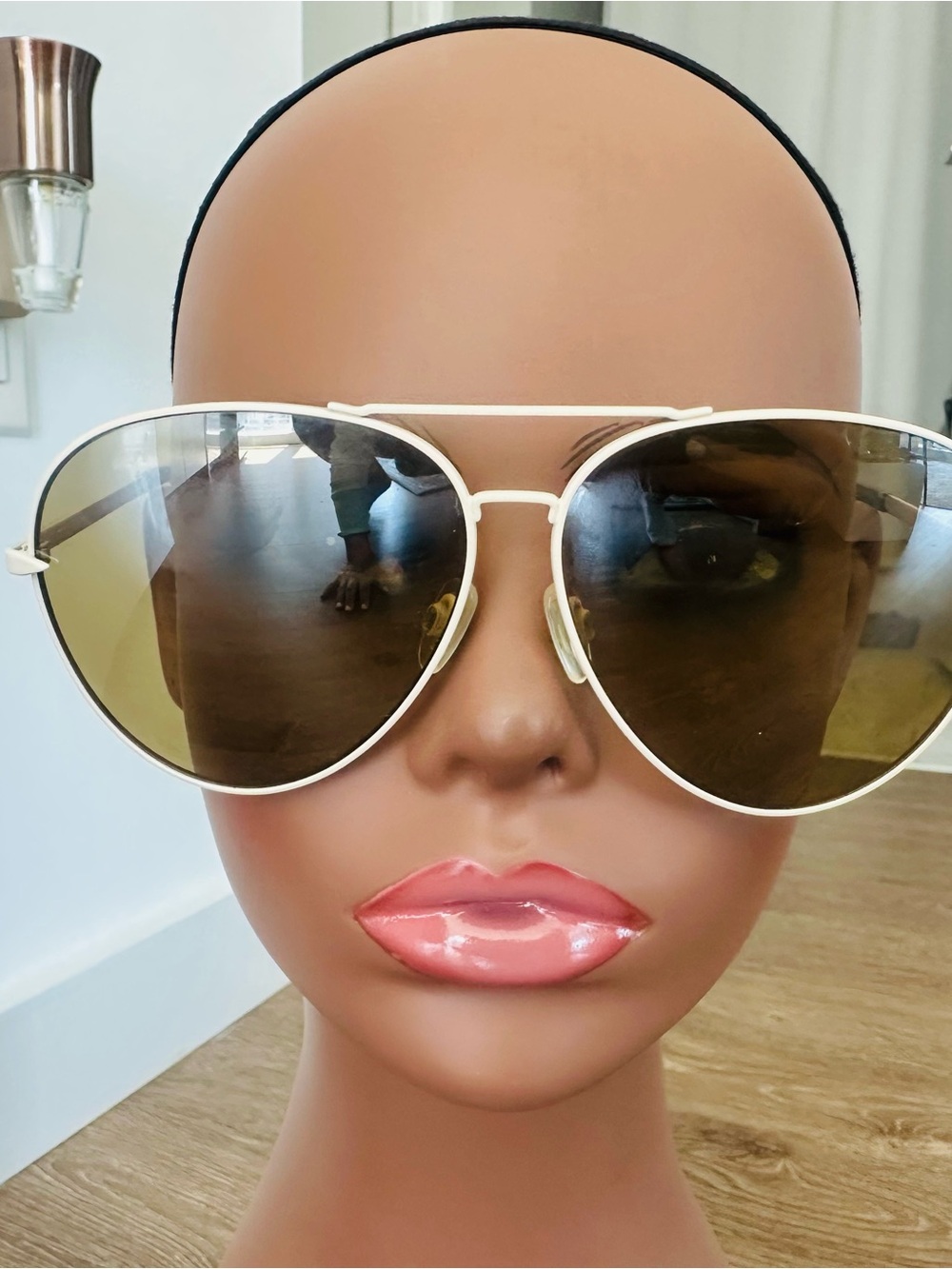 Rag & Bone Aviator Sunglasses in White Frame with Brown mirror Lenses